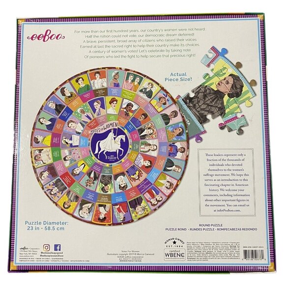 eeBoo Votes for Women 500 Piece Round Jigsaw Puzzle History Homeschool Hobby - Picture 2 of 2